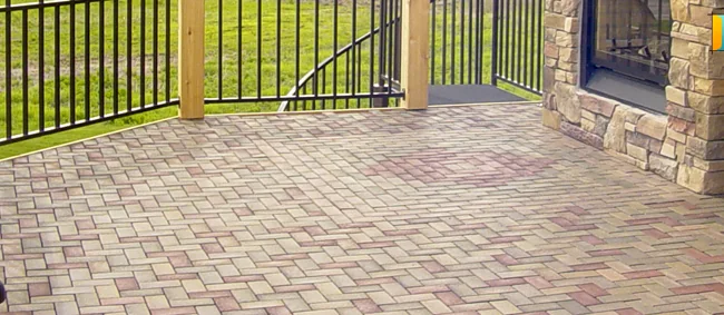 Paver installation at a residential entrance